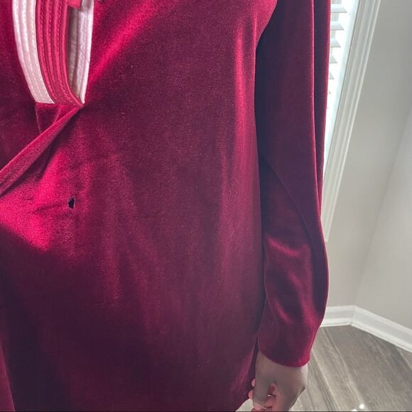 VINTAGE Barad & Co Velvet Velour Nightgown Tie Neck Puff Shoulder Mini Dress - Picture 6 of 16